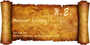 Mencer Erika névjegykártya
